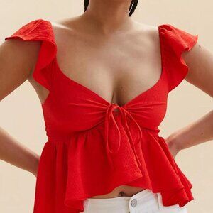 UO Sierra Keyhole Babydoll Blouse